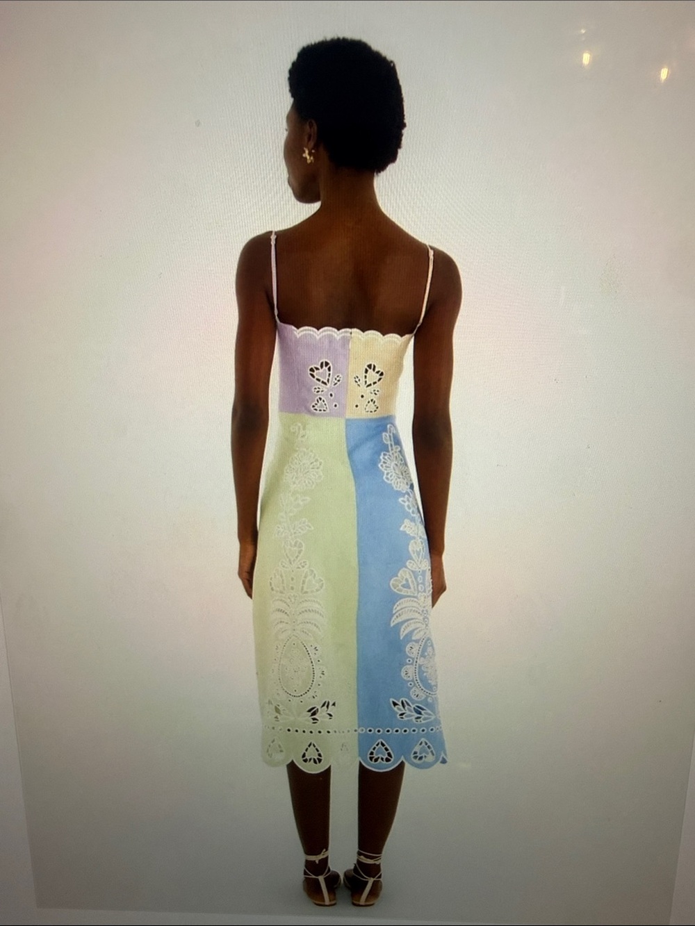 NWT-FARM Rio Colorblock Embroidered midi Sundress - Blue, Lime & Lavender - Picture 4 of 12